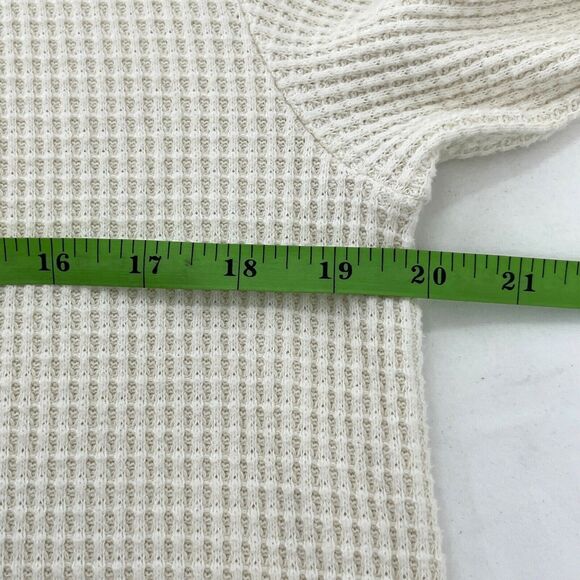 Madewell Mockneck Waffle Knit Top Womens S Ivory Long Sleeve Pullover Thermal - Picture 8 of 13